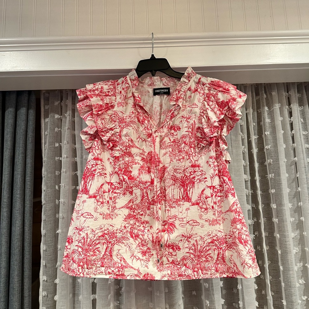 Red and White Women's Top